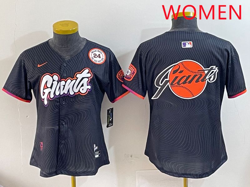 Women San Francisco Giants Blank Black Second generation Joint Name 2025 Nike MLB Jersey style 11->women mlb jersey->Women Jersey